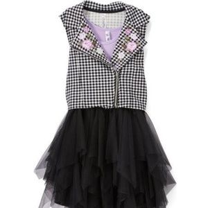 Beautees Lilac Black Dress with Embroidered Vest 12